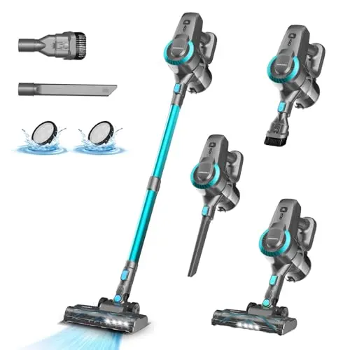 Kabelloser Akku Staubsauger 25000Pa - Ultraleicht, für Teppiche, Hartböden und Tierhaare
