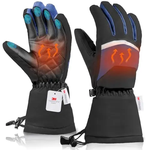 WARMTUYO Winterhandschuhe für Herren und Damen - Warme, wasserdichte Touchscreen Skihandschuhe für Motorradtouren, Skifahren und Wandern (L)