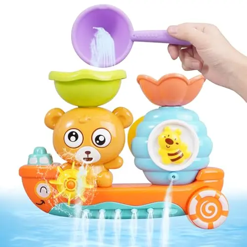 Badewannenspielzeug ab 1 Jahr, Bär und Bee Babyspielzeug, Geschenk für Jungen und Mädchen