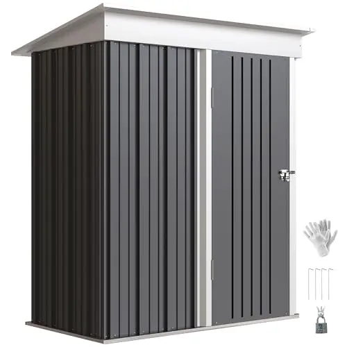 Outsunny Gartenhaus mit Pultdach, 1,36 m², wetterfest, abschließbare Tür, verstellbare Regale, outdoor, für Außenbereich