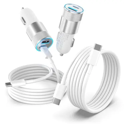48W Auto USB C Ladegerät mit 2 Kabeln für iPhone 15, Samsung, Xiaomi, Huawei und iPad