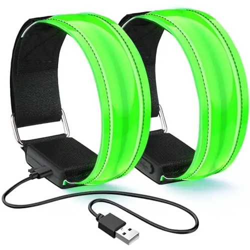flintronic LED Armband 2er Set, Aufladbar, Sicherheitslicht für Nachtlauf und Outdoor Sports - Grün