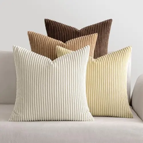 MIULEE Kordsamt Kissenbezug 40x40cm Braun - 4 Stück Dekokissen für Wohnzimmer & Schlafzimmer