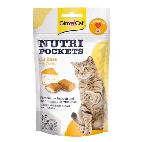 GimCat Nutri Pockets Käse - Knuspriger Katzensnack - 60 g Beutel