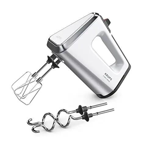 Krups 3 Mix 9000 Handmixer, 750 Watt, Weiß/Silber, inklusive Schneebesen und Knethaken