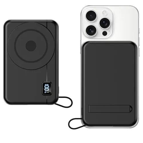 Powerbank 10000mAh für MagSafe, kabellos mit LED, USB-C, kompatibel mit iPhone 12-17 und Galaxy
