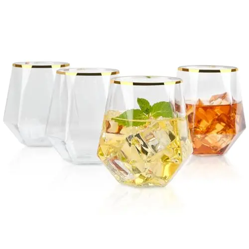 Hotder Wassergläser 4er Set, 354ml, BPA-freie Kunststoff-Trinkgläser, spülmaschinenfest, ideal für Partys und Zuhause
