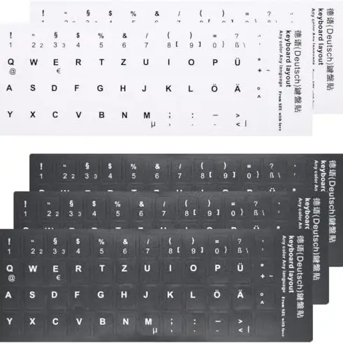 5 Stück Deutsche Tastaturaufkleber mit Weißer Schrift für Standard- und Laptop-Tastaturen