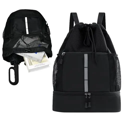 HEKOBAG Turnbeutel Schwarz mit Kordelzug - Sporttasche für Herren und Damen mit Schuhfach