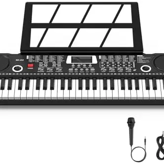 Digital Piano mit 61 Tasten und Notenständer - Tragbares Keyboard für Anfänger und Erwachsene