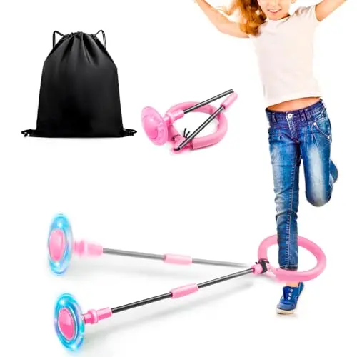 Jalunth Springring Fußkreisel Swing Wheel - Blinking Spielzeug für Kinder und Erwachsene, ideal für Garten und Strand, 5-13 Jahre