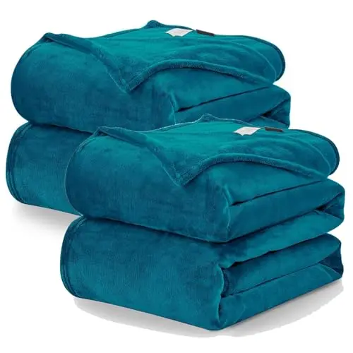 WAVVE Flauschige Kuscheldecke 2er Set 150x200 cm - Weiche Couchdecke in Türkis