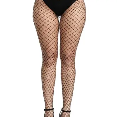 Damen Netzstrumpfhose Schwarz, hohe Taille, sexy Design, Einheitsgröße