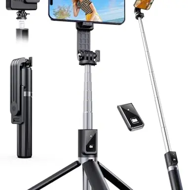 ANXRE Selfie Stick mit Fernauslöser, 106cm, 360° drehbar, tragbar, kompatibel mit iPhone, Samsung & Android