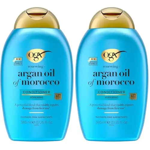 OGX Argan Oil of Morocco Conditioner – regenerierende Haarspülung mit Arganöl, repariert Haarschäden sichtbar, für geschädigtes Haar, 2x385 ml