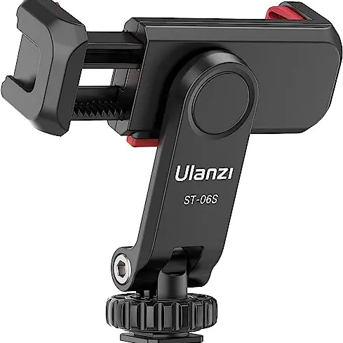 ULANZI ST-06S Handyhalterung mit 2 Kaltschuh & 1/4"-Gewinde, 360°/180° drehbar, für Smartphone, iPhone, Android & Digitalkameras