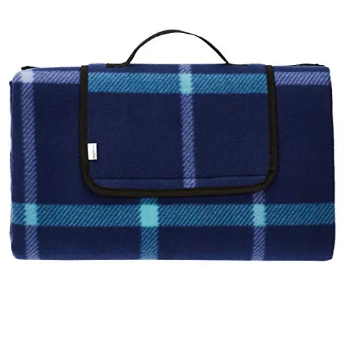 Amazon Basics Picknickdecke, wasserdichte Campingdecke, Dunkelblau, 200 x 200 cm