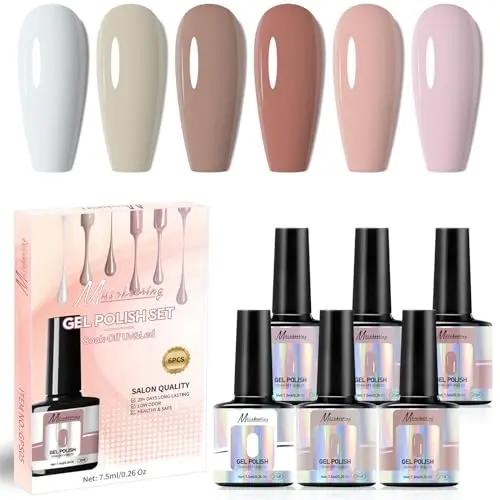 UV Nagellack Set - 6 Farben, Langlebig und Chipfest, Ideal für Maniküre zu Hause, Perfekt für Anfänger und Profis
