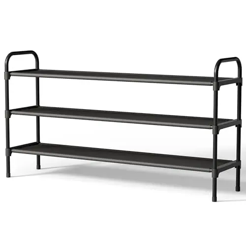 Kitsure Schuhregal 3-Tier, platzsparend und stabil, schwarz, 98,8 cm breit für den Eingangsbereich