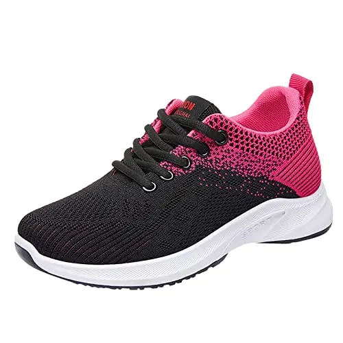 Damen Sneaker Flach, Bequem und Atmungsaktiv im Colorblock Design - Unter 40 (Schwarz, 41)