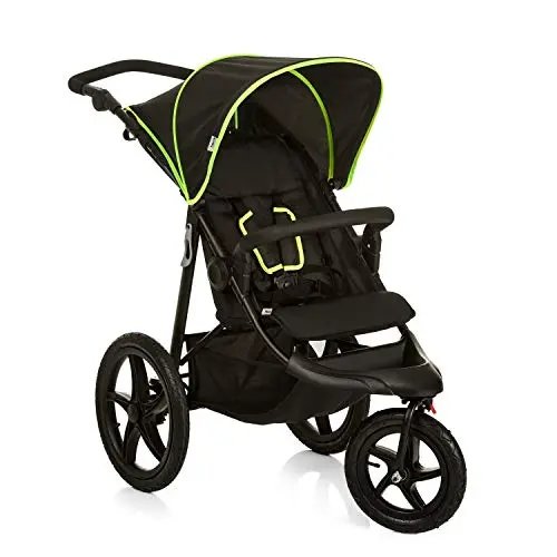 Hauck Runner Buggy, Schwarz/Neon Gelb - Robuster Dreirad Buggy mit Liegefunktion für Kinder bis 22 kg