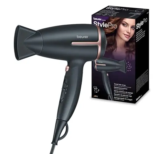 Beurer HC 25 Reisehaartrockner, klappbar, 1600 Watt, für geschmeidiges Haar, ideal für unterwegs