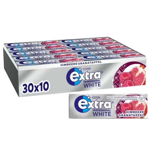 Extra Professional Kaugummi Zuckerfrei Himbeere Granatapfel White 30x10