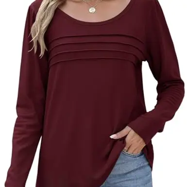 CMTOP Damen Langarmshirt Rundhals Thermo Herbst Winter Lässig Elegantes Longsleeve mit Puffärmeln