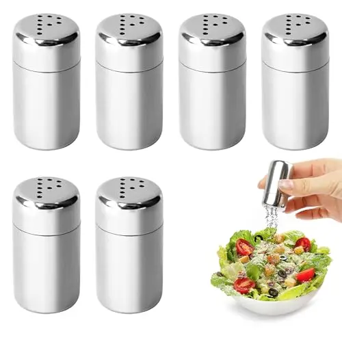 6er Set Edelstahl Salz- und Pfefferstreuer, 5ml - Mini Gewürzstreuer für Camping und Grillen