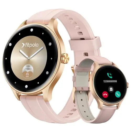 Damen-Smartwatch 1,57" mit Herzfrequenz, Schlafmonitor, 120+ Sportmodi, wasserfest, mit Telefon + WhatsApp-Funktion für Samsung/Android/iOS