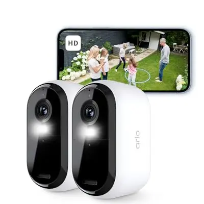 Arlo Essential 2 HD WLAN Überwachungskamera Aussen, Kabellos, 1080p, Nachtsicht, Bewegungsmelder, 2er Set