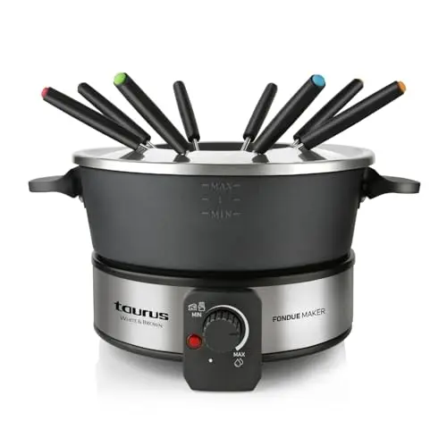 Taurus FF2 Fondue-Gerät, 1000 W, 2 l für 8 Personen, einstellbare Temperatur, Schwarz