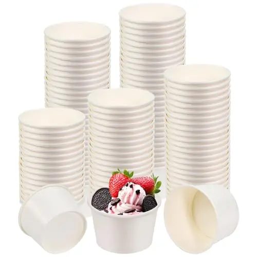 REFORUNG Eisbecher Pappe 100 Stück 3oz Einweg Dessertbecher für Eis und Joghurt