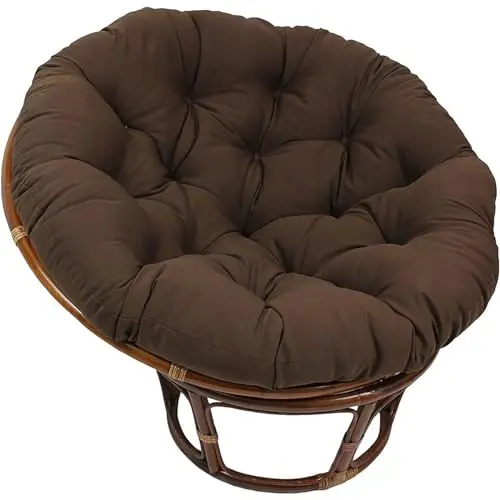 Hängendes Korbkissen für den Außenbereich, runder Papasan-Sitz (100x100 cm, Kaffee-Farbe)