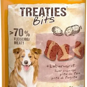 Vitakraft Treaties Bits Hundeleckerli mit Leberwurst, getreidefrei, ideal für Belohnung und Training (6x 120g)
