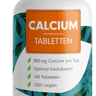 Calcium Tabletten 180x – 800 mg Calcium pro Tag aus hochwertigem Calciumcarbonat – vegan, laborgeprüft, für 90 Tage