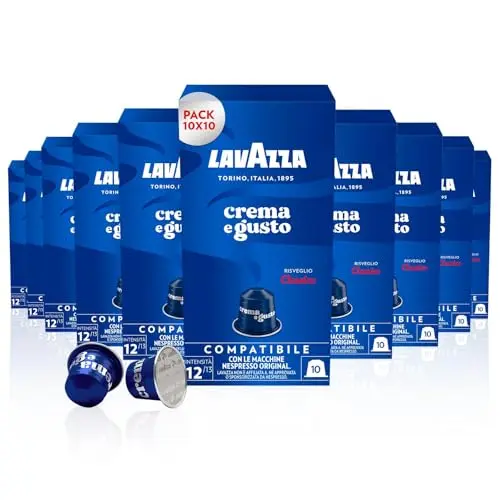 Lavazza Crema e Gusto Kapseln - Cremiger Espresso mit Nuss- und Schokoladennoten, 10x10 Nespresso kompatibel