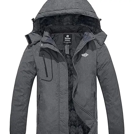 Wantdo Damen Winterjacke - Wasserdicht, Atmungsaktiv, Fleece, Grau, Größe M