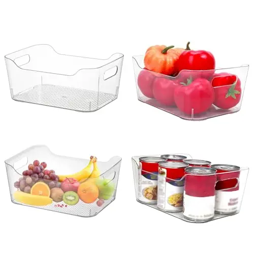 Kühlschrank Organizer 4er Set - klare Kunststoffbehälter für Küche und Bad - BPA-frei