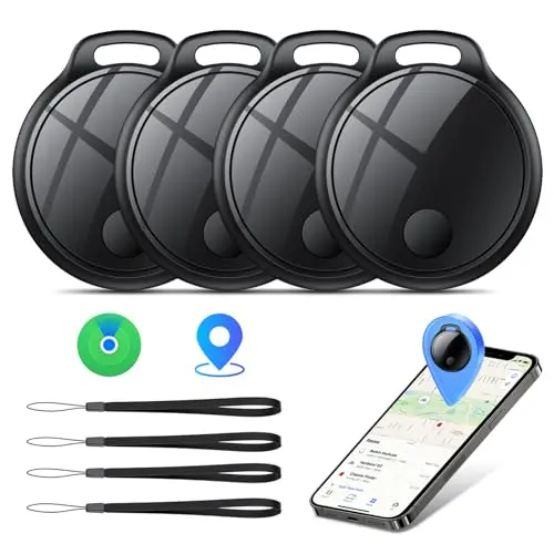 4er Pack Smart Tracker Tag für Schlüssel und Gepäck, kompatibel mit Apple Find My, wasserdicht, Bluetooth