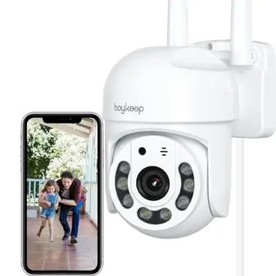 BoyKeep 2K Außenüberwachungskamera, 360° Bewegungserkennung, Nachtsicht, 2-Wege-Audio, WLAN, Cloud-Dienst
