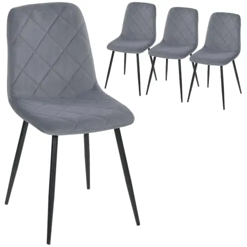 HOMCOM Esszimmerstühle 4er Set, Küchenstühle mit Rückenlehne, Dunkelgrau