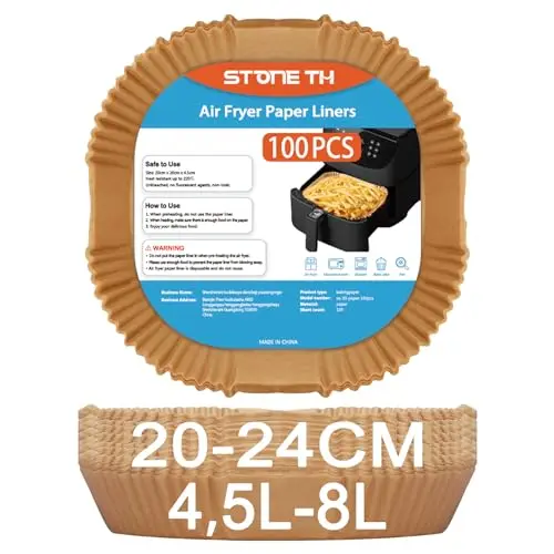 100 Stück Backpapier für Heißluftfritteuse 4,5L-8L, kompatibel mit COSORI, Philips, Cecotec, Midea und Russell Hobbs