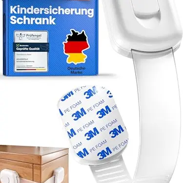 ADLERSFELD 12x Kindersicherung für Schrank und Schublade - Längenverstellbar - Weiß