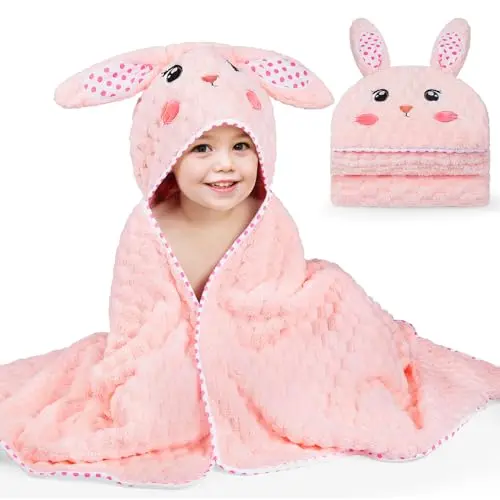 Baby Kapuzenhandtuch 140×70cm, superweich, saugfähig, mit Tiermotiv für Neugeborene, Jungen & Mädchen