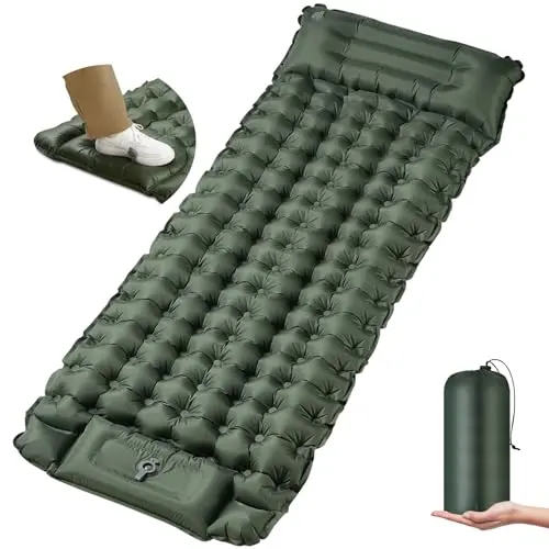 Selbstaufblasende Isomatte, tragbar, bis 300kg, mit Kissen, ideale Schlafmatte für Camping, Wandern, Strand und Hiking