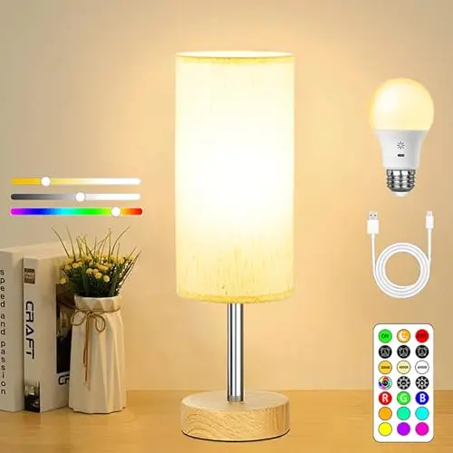Kabellose Tischleuchte mit Fernbedienung, dimmbar, RGB Farbwechsel, 14 Farben, USB Aufladung, Timer und Nachtlicht