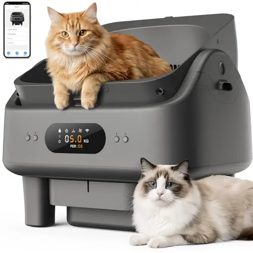 Selbstreinigende Katzentoilette mit App, LED-Display, Geruchskontrolle und WLAN - für mehrere Katzen