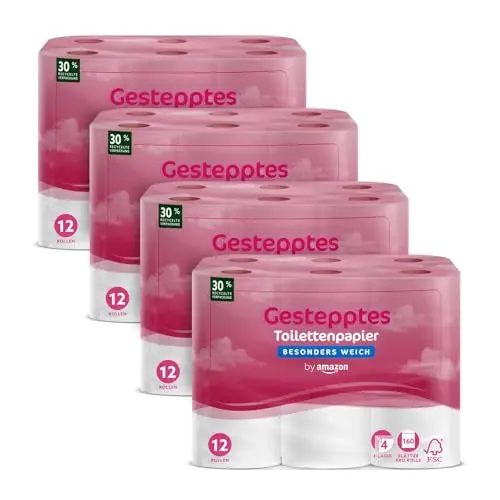 Toilettenpapier, 4-lagig, Besonders Weich, 48 Rollen (12 Rollen, 4-er Pack), FSC-Zertifiziert