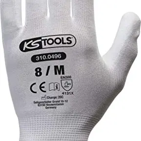 KS Tools Mikro-Feinstrickhandschuhe, weiß, Größe 8, 12 Paar